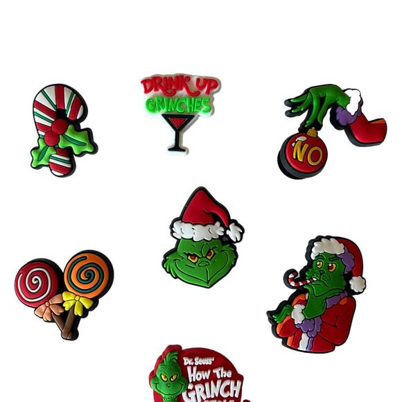 NEW Grinch Christmas SHOE CHARMS 13pc for Croc Clogs Shoes Zippers Backpacks + - Picture 3 of 6